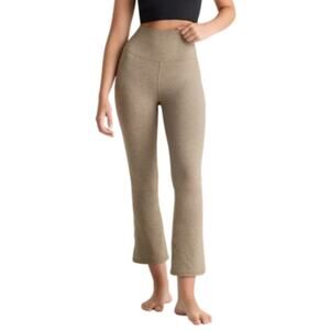 Quince Ultra Soft High Waisted Cropped Flare Leggings Brown Heather Size Medium